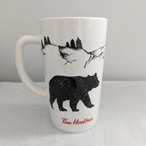Tim Hortons Black Bear Coffee Mug Tea Cup Mountains Holiday Ceramic Limited 2018